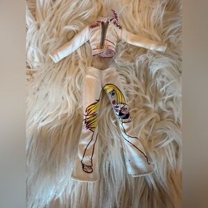 Trendy White Doll Outfit with Graphic Design